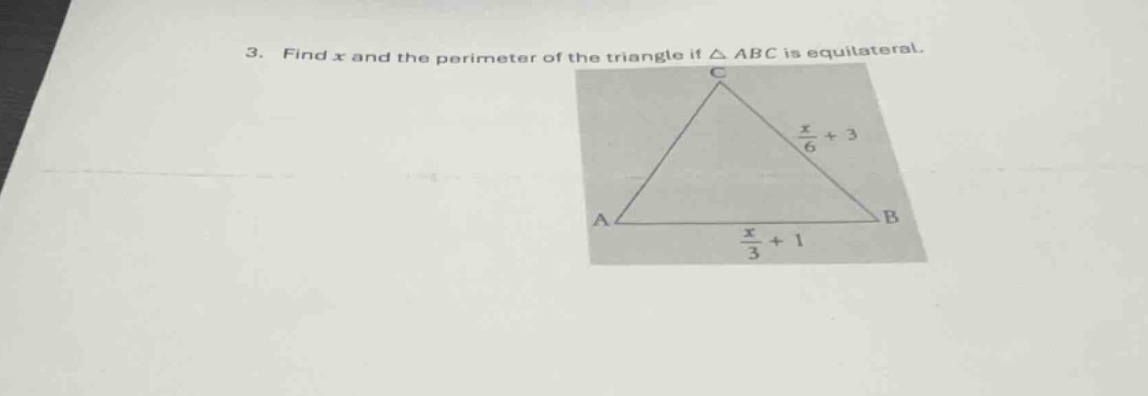 3. find \\(x\\) and the perimeter of the triangle if \\(\\delta abc\\) …