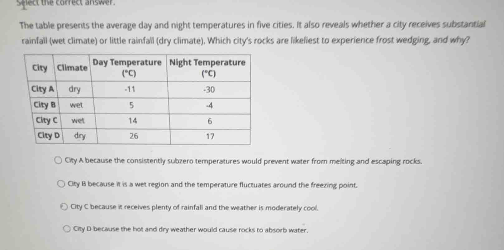 select the correct answer. the table presents the average day and night…