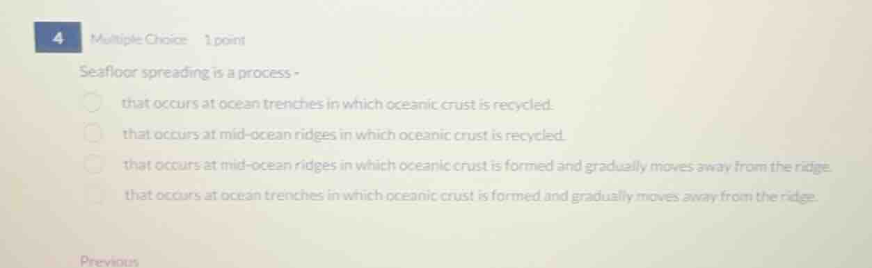seafloor spreading is a process - that occurs at ocean trenches in whic…