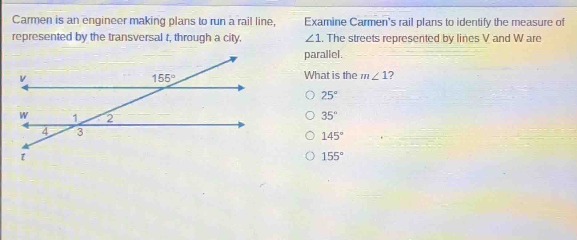 carmen is an engineer making plans to run a rail line, represented by t…