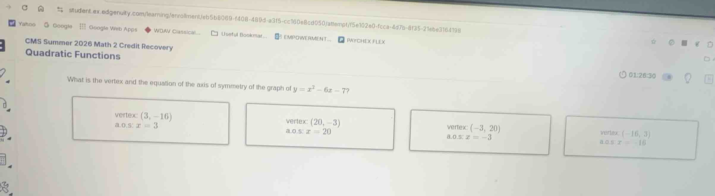 what is the vertex and the equation of the axis of symmetry of the grap…