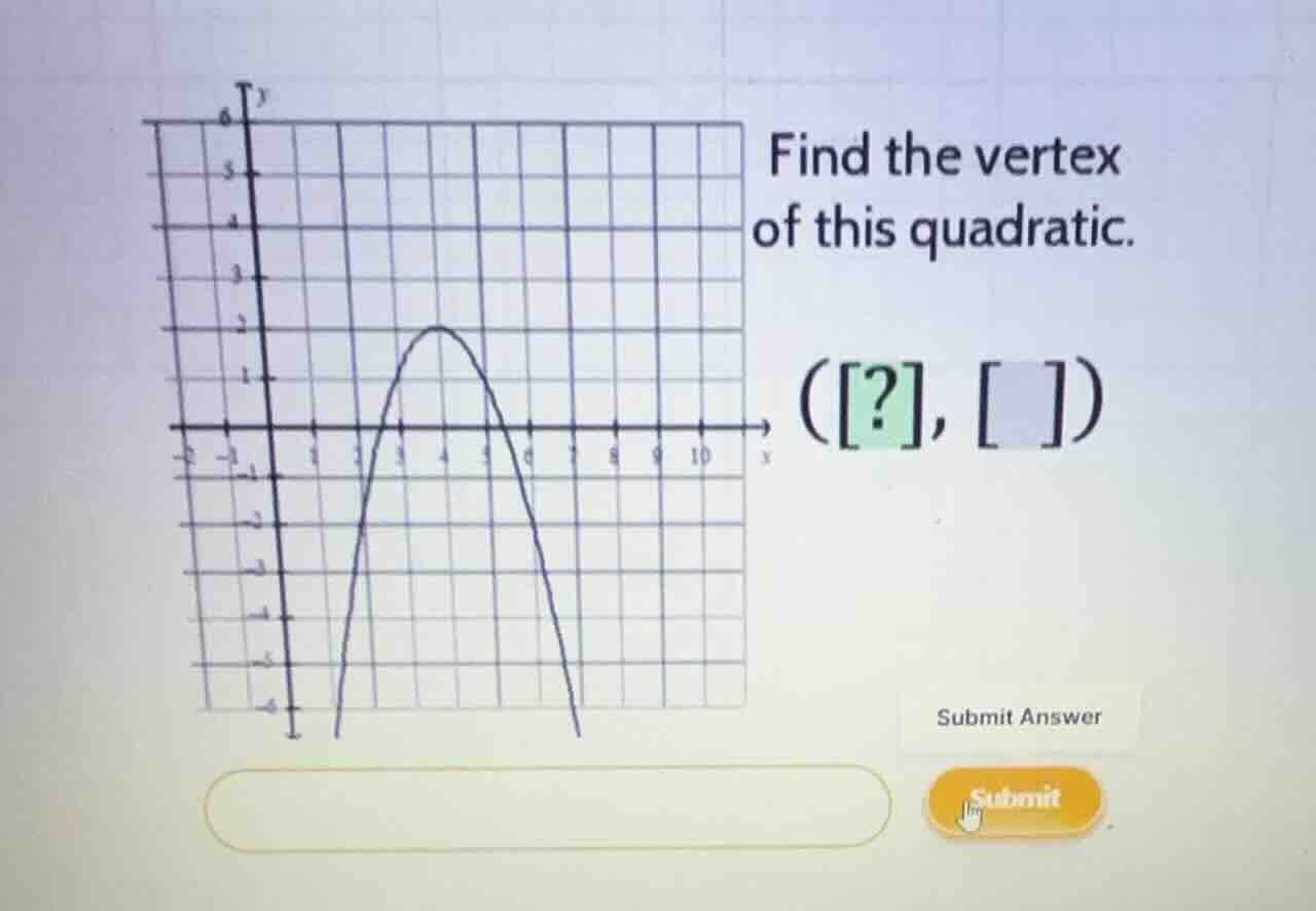 find the vertex of this quadratic. (?, )