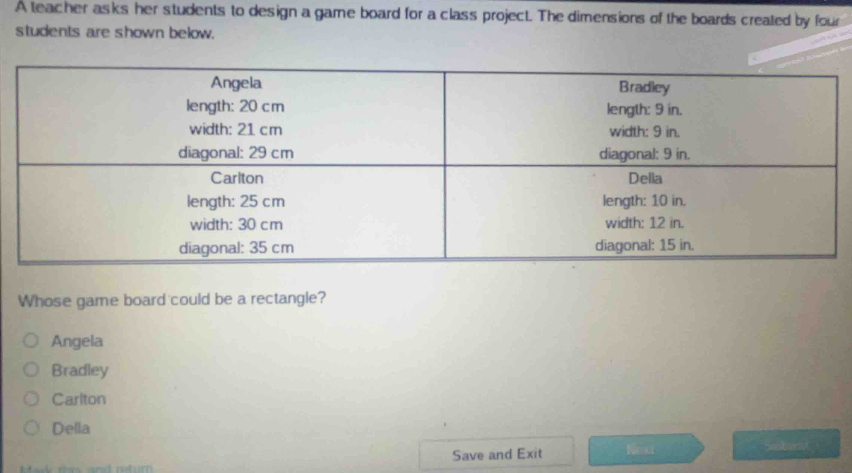 a teacher asks her students to design a game board for a class project.…