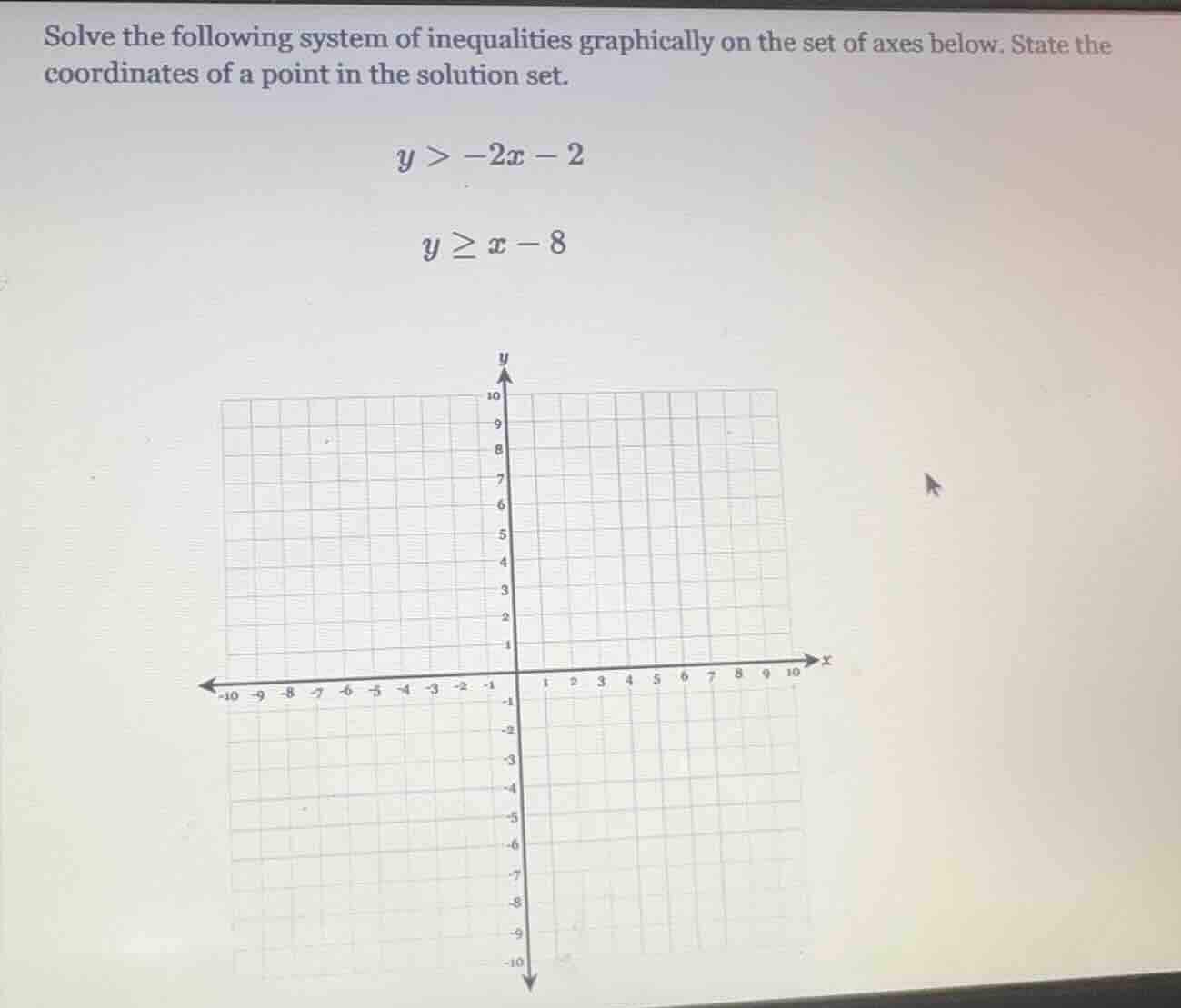 solve the following system of inequalities graphically on the set of ax…