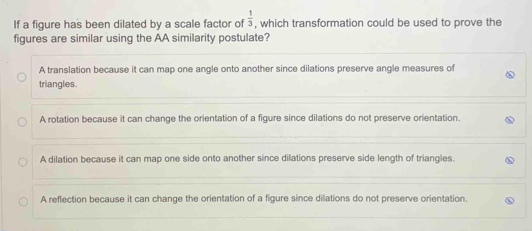 if a figure has been dilated by a scale factor of \\(\\frac{1}{3}\\), w…
