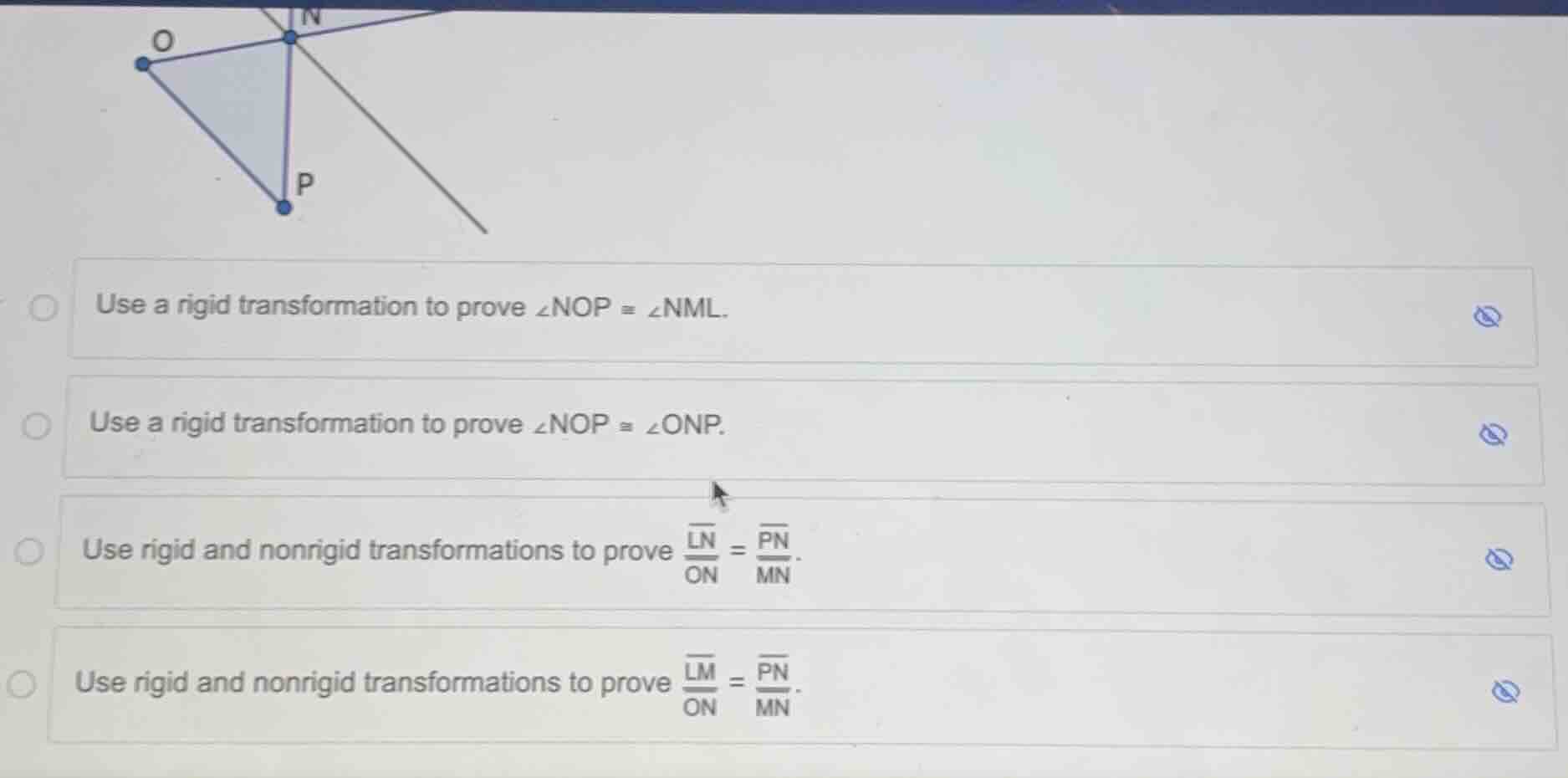 use a rigid transformation to prove \\(\\angle nop \\cong \\angle nml\\…