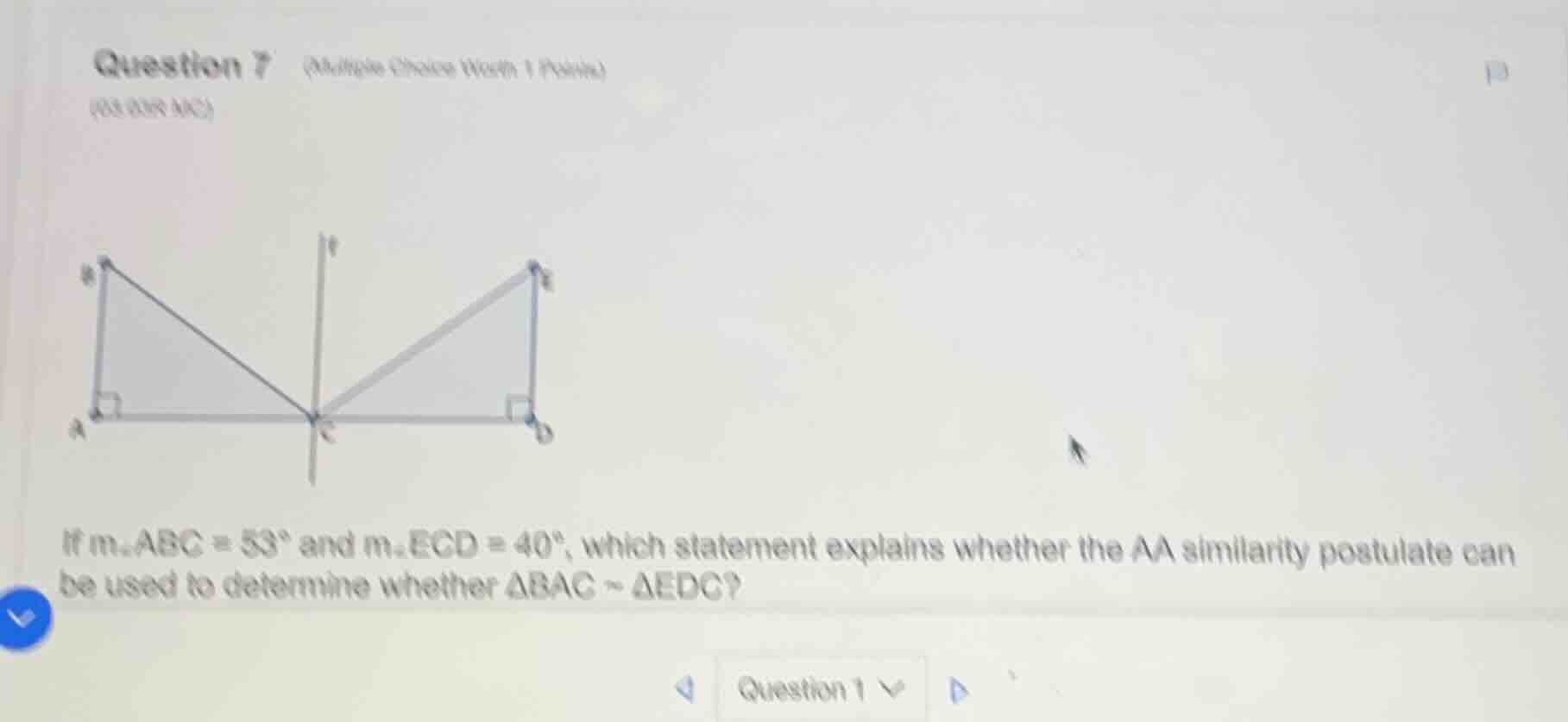 question 7 (multiple choice worth 1 points) if \\(m\\angle abc = 53^{\\…