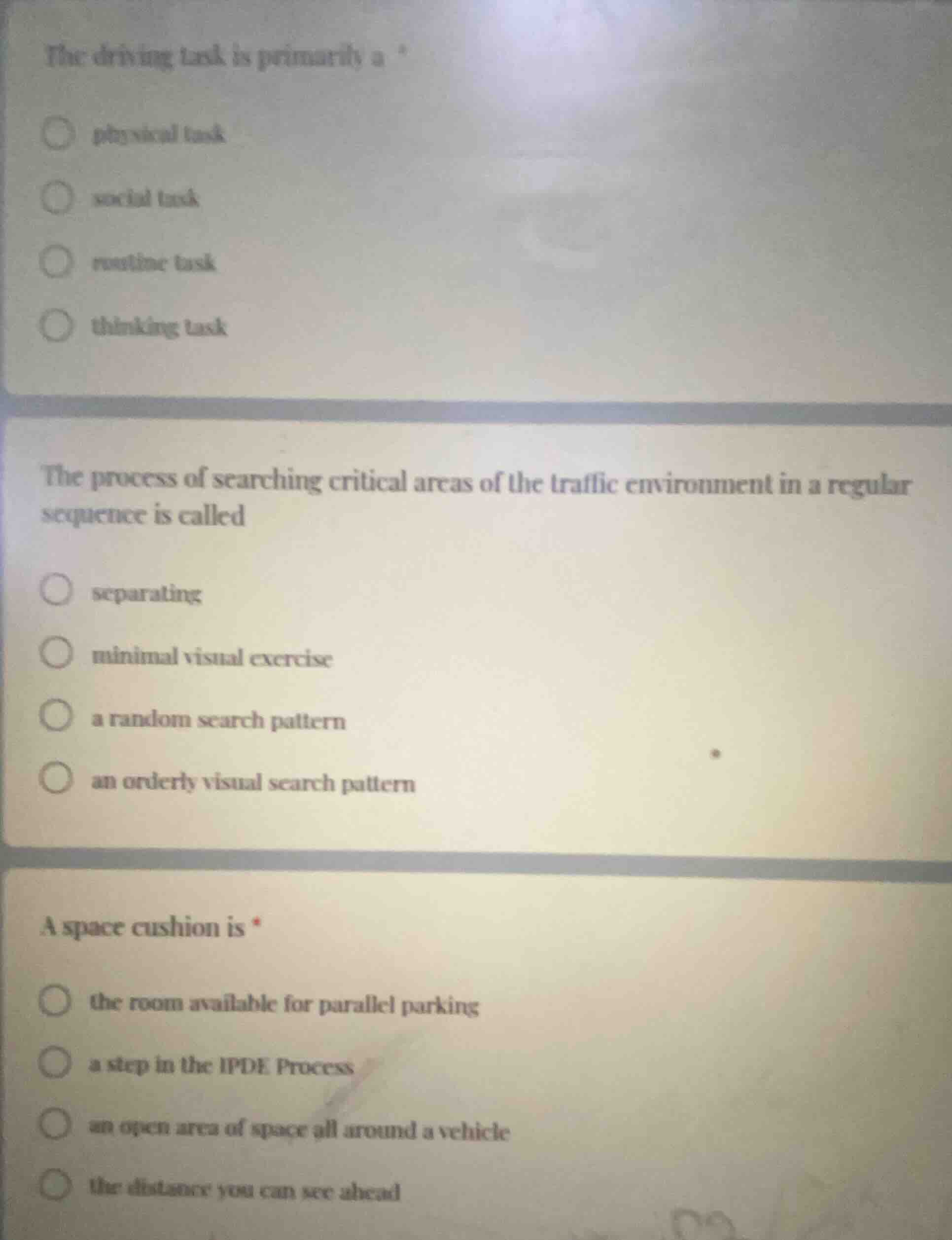 the driving task is primarily a * physical task social task routine tas…