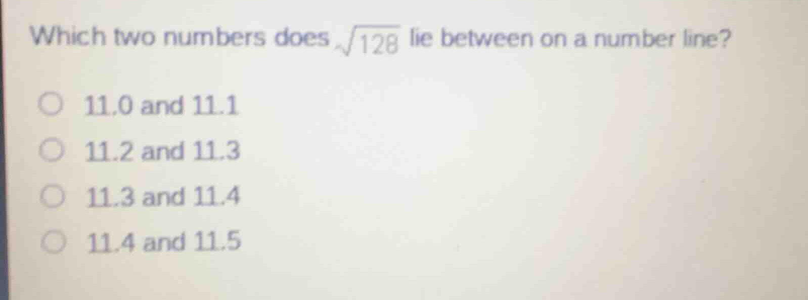 which two numbers does \\(\\sqrt{128}\\) lie between on a number line? …