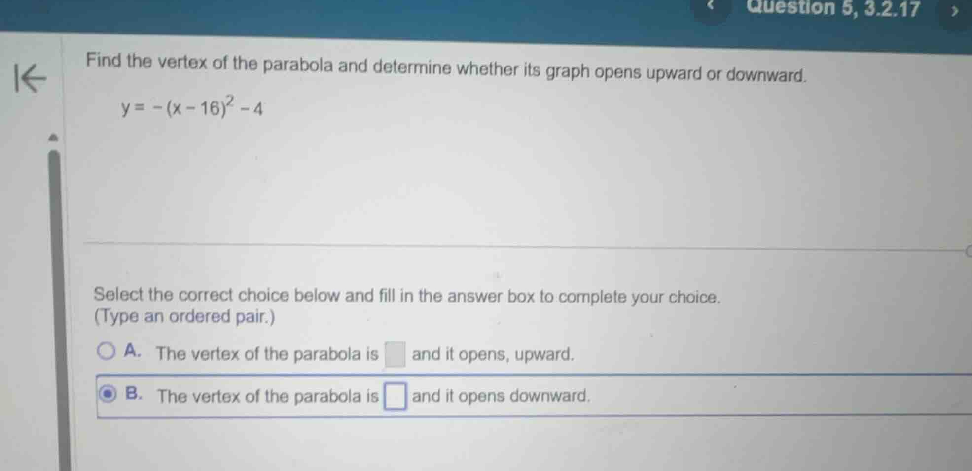 find the vertex of the parabola and determine whether its graph opens u…