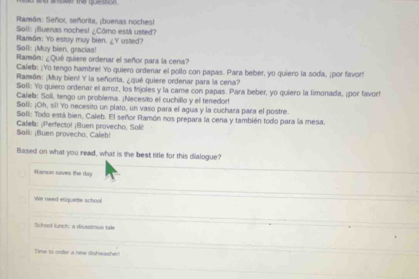 ramón: señor, señorita, ¡buenas noches! soli: ¡buenas noches! ¿cómo est…