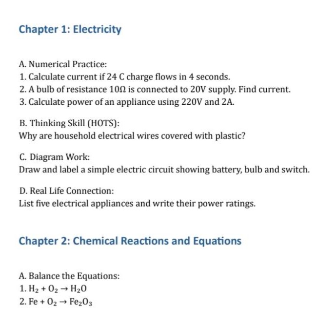 chapter 1: electricity a. numerical practice: 1. calculate current if \…
