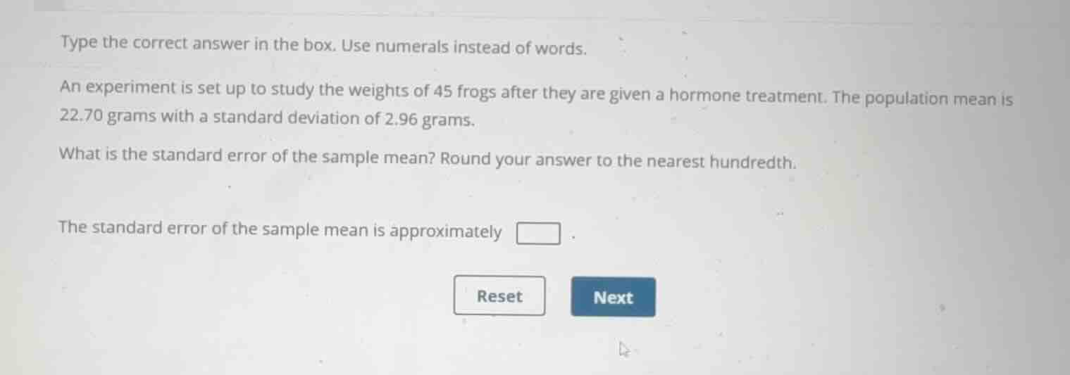 type the correct answer in the box. use numerals instead of words. an e…
