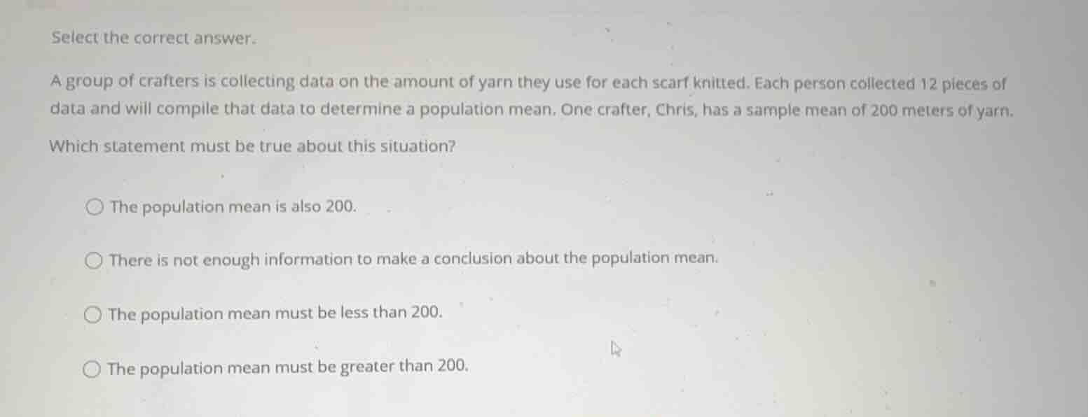 select the correct answer. a group of crafters is collecting data on th…