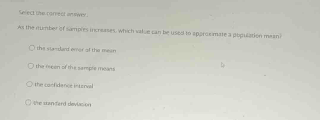 select the correct answer. as the number of samples increases, which va…