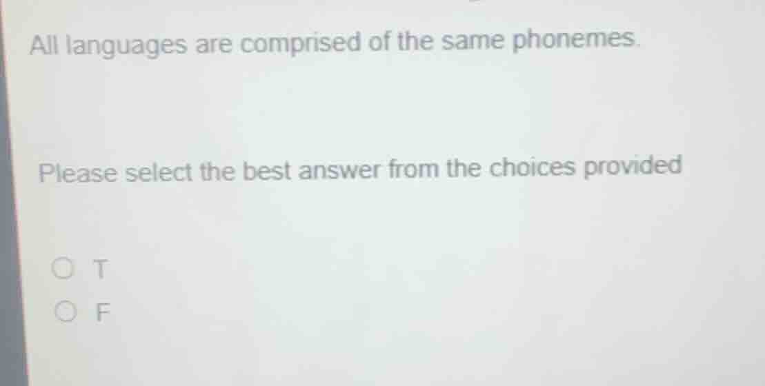 all languages are comprised of the same phonemes. please select the bes…
