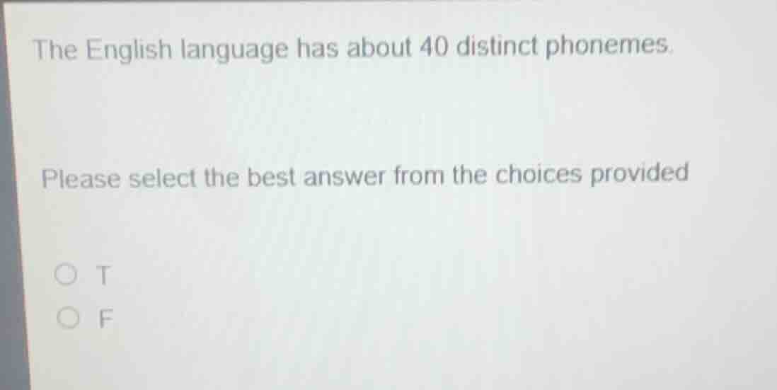 the english language has about 40 distinct phonemes. please select the …