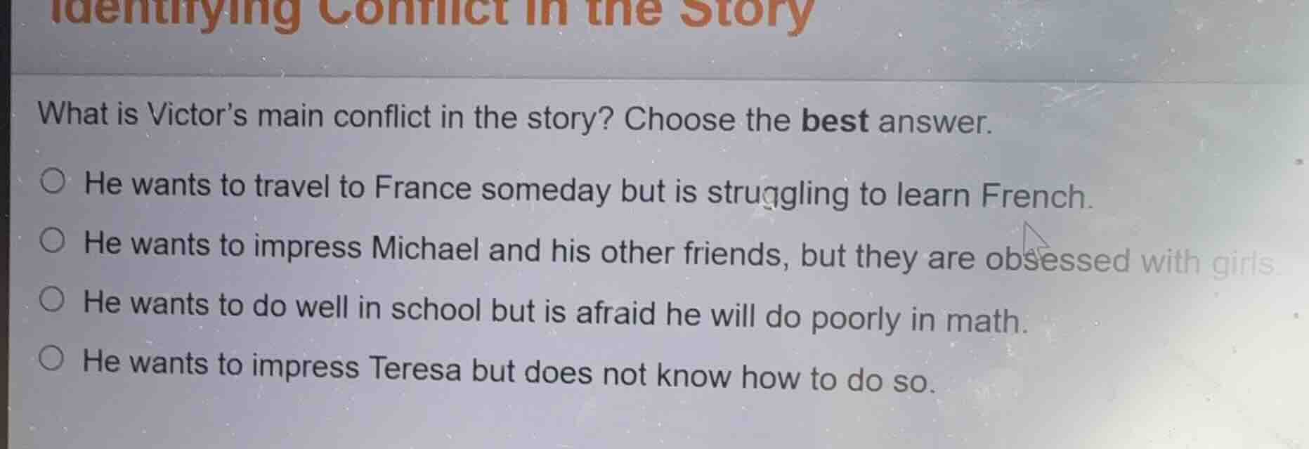 identifying conflict in the story what is victors main conflict in the …