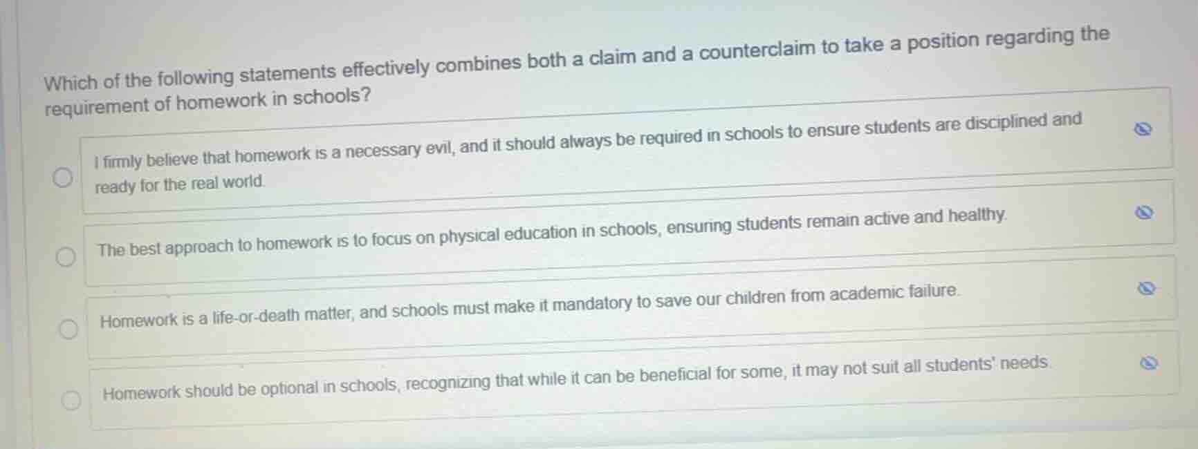 which of the following statements effectively combines both a claim and…