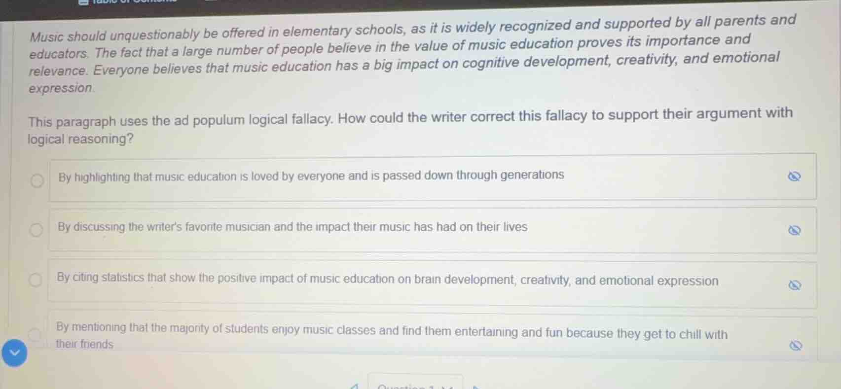 music should unquestioningly be offered in elementary schools, as it is…