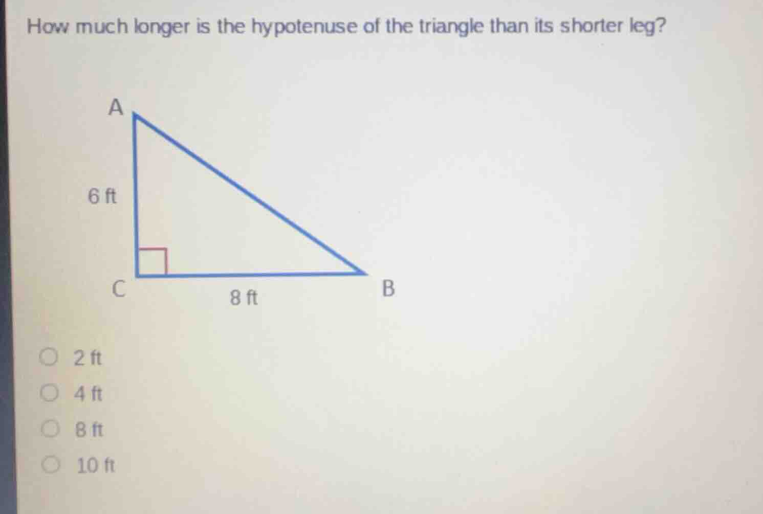 how much longer is the hypotenuse of the triangle than its shorter leg?…