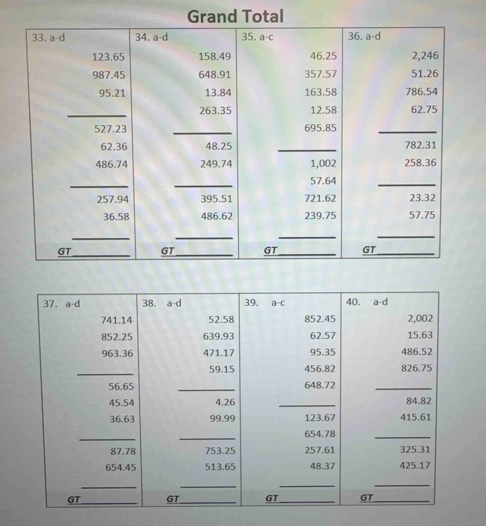 grand total 33. a-d 123.65 987.45 95.21 ______ 527.23 62.36 486.74 ____…