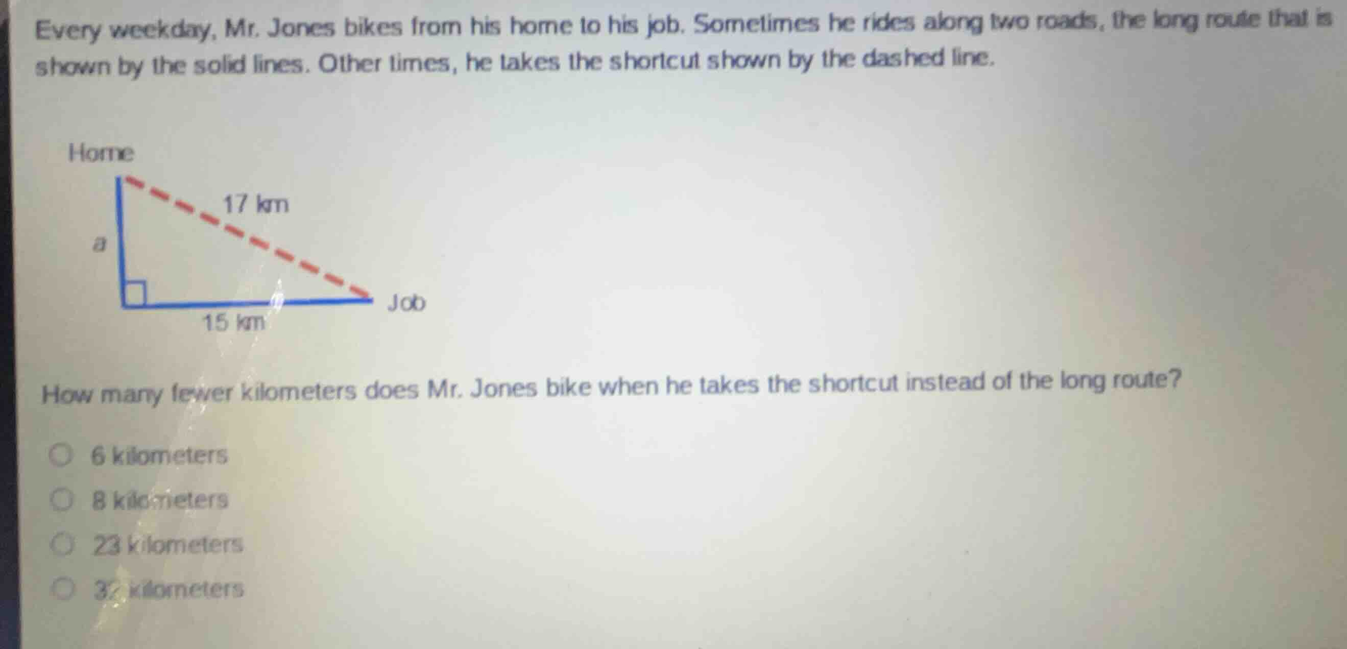 every weekday, mr. jones bikes from his home to his job. sometimes he r…