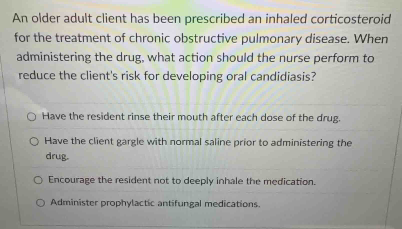 an older adult client has been prescribed an inhaled corticosteroid for…