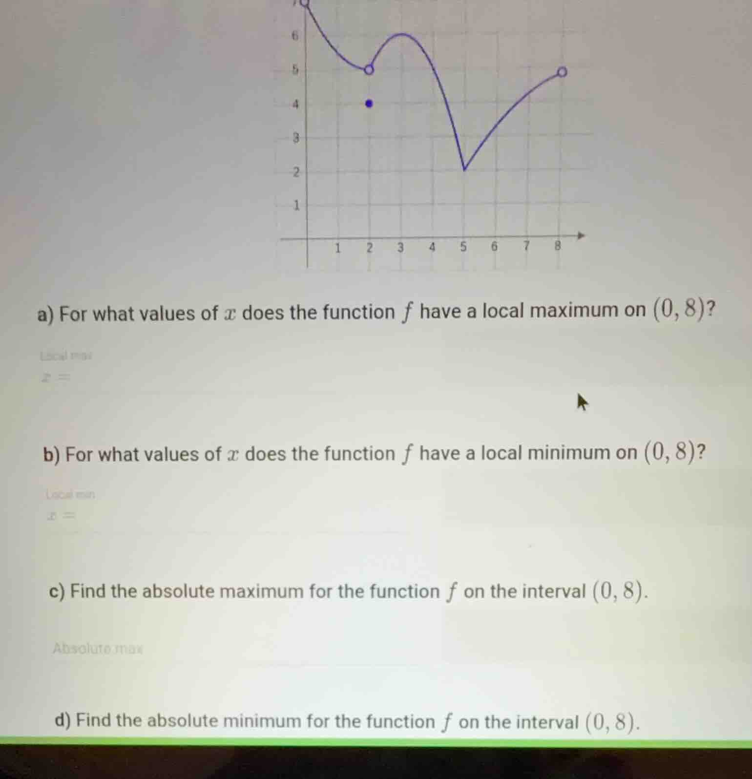 a) for what values of \\(x\\) does the function \\(f\\) have a local ma…