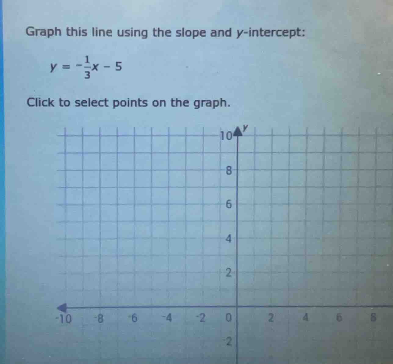 graph this line using the slope and \\(y\\)-intercept: \\y = -\\frac{1}…