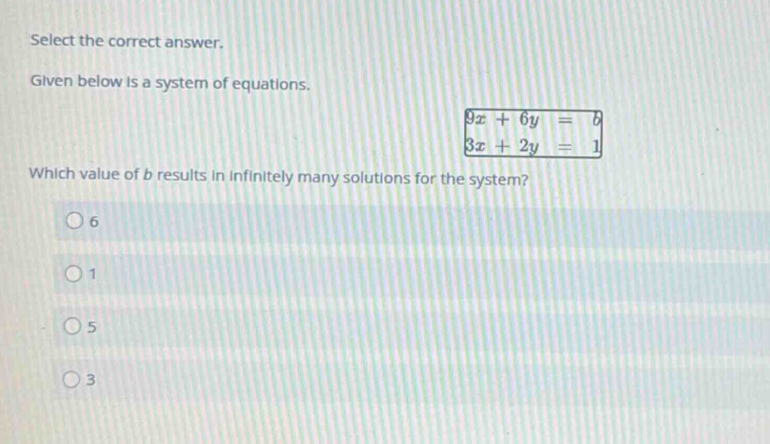 select the correct answer. given below is a system of equations. \\ \\b…