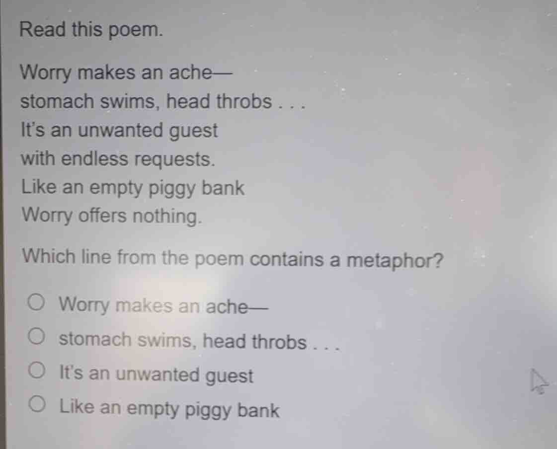 read this poem. worry makes an ache— stomach swims, head throbs . . . i…