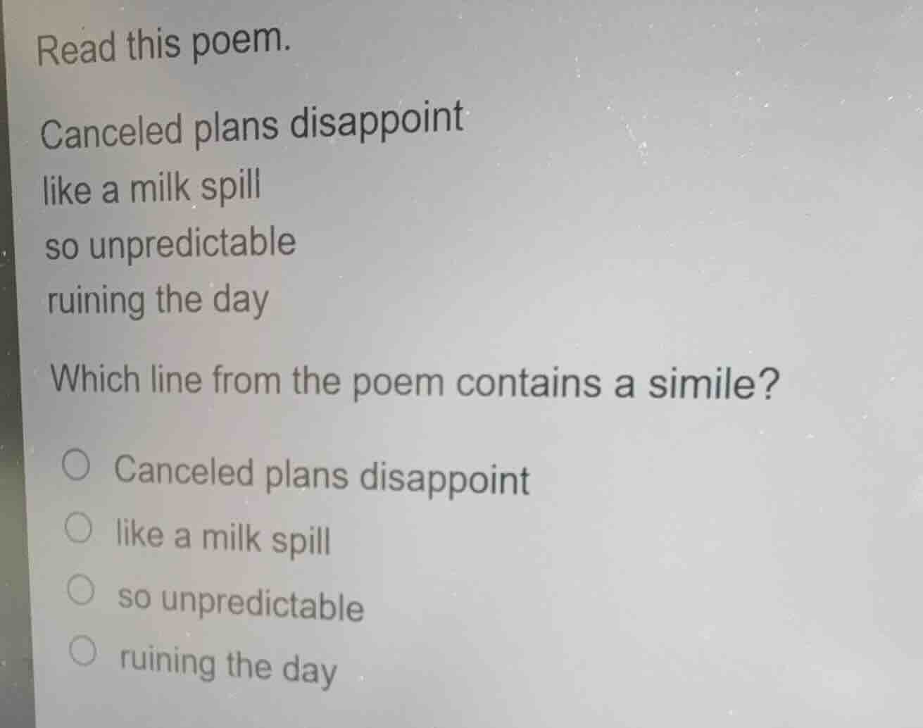 read this poem. canceled plans disappoint like a milk spill so unpredic…