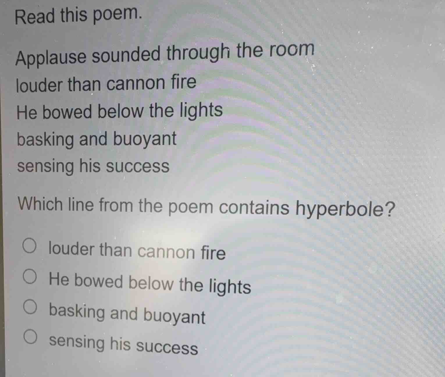 read this poem. applause sounded through the room louder than cannon fi…
