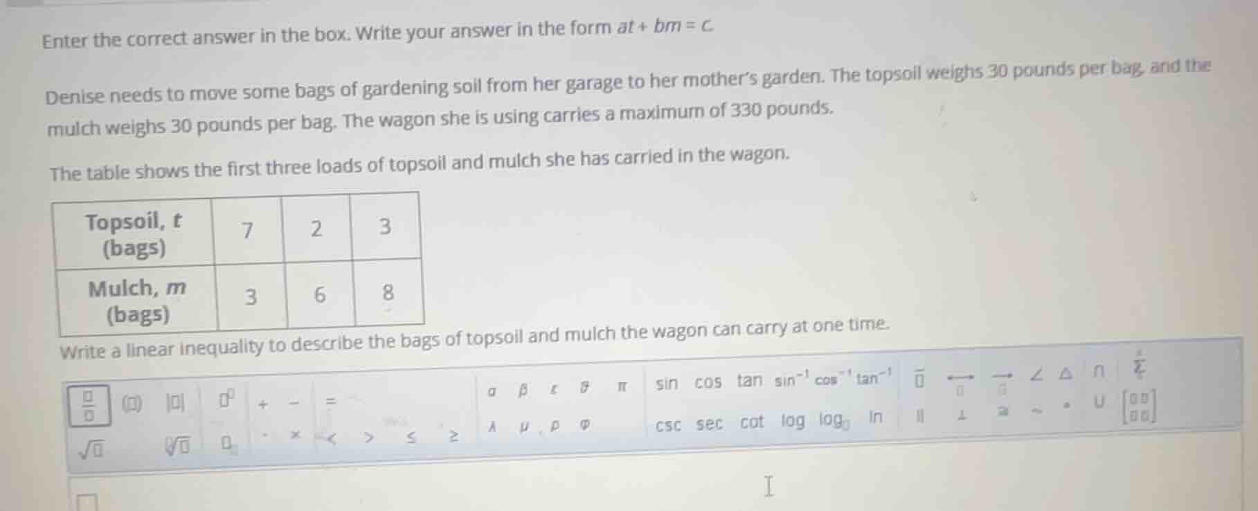enter the correct answer in the box. write your answer in the form \\(a…