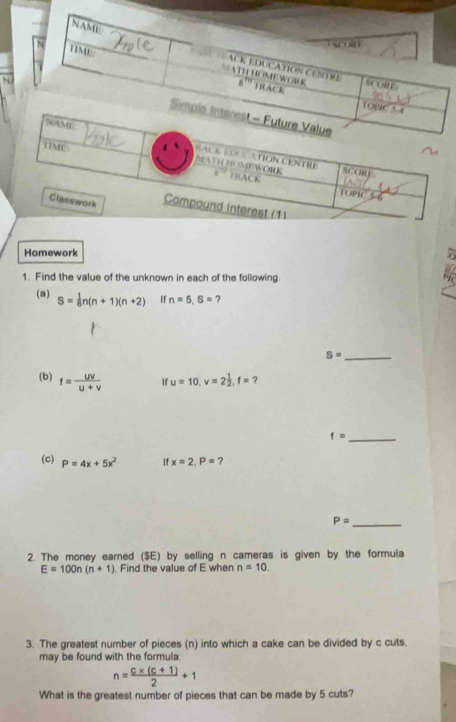 homework 1. find the value of the unknown in each of the following. (a)…