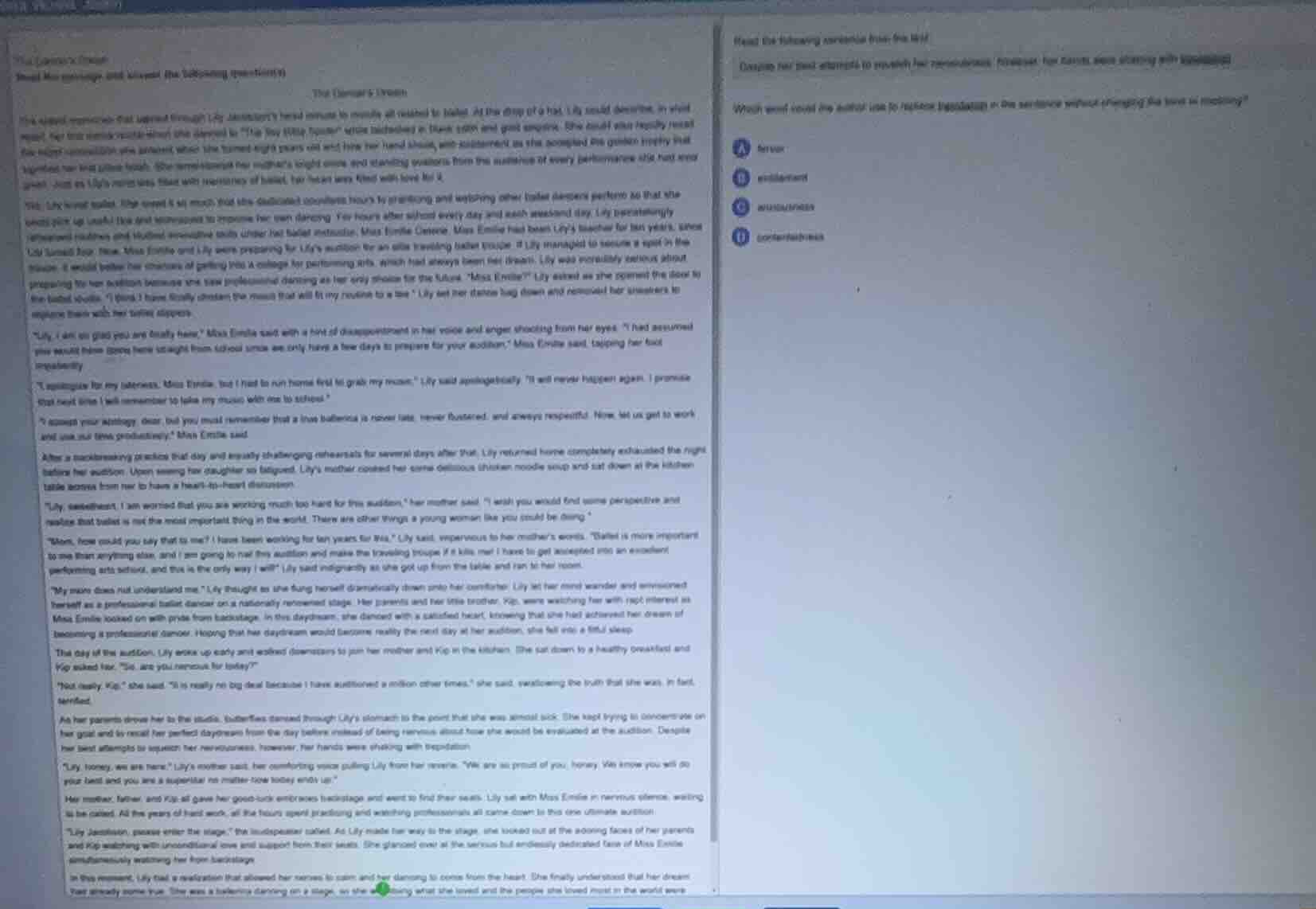 read the following sentence from the text: \despite her best attempts t…