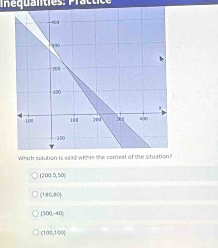 inequalities: practice which solution is valid within the context of th…