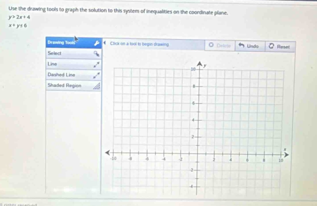 use the drawing tools to graph the solution to this system of inequalit…