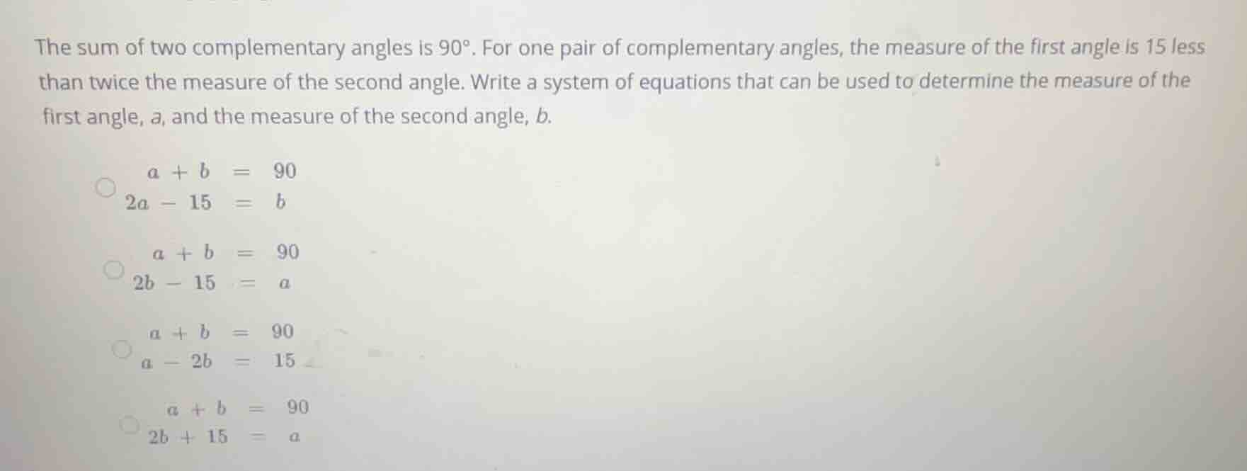 the sum of two complementary angles is \\(90^{\\circ}\\). for one pair …