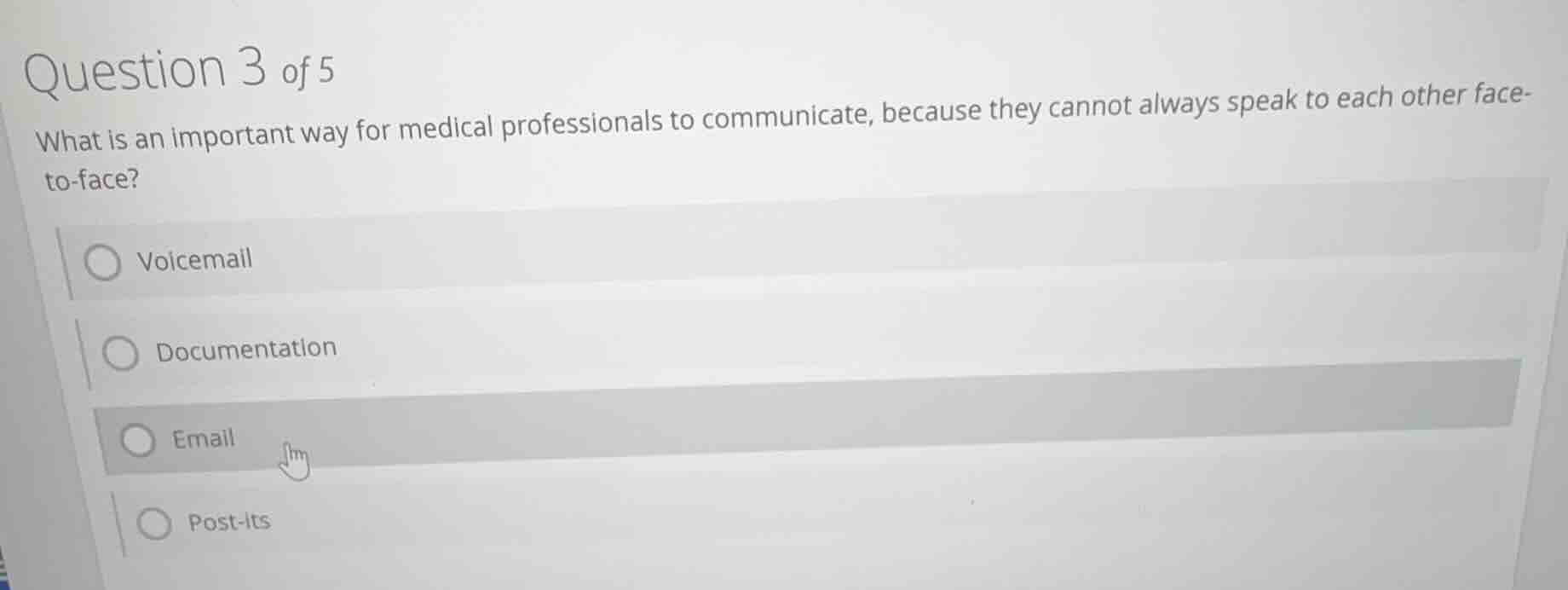question 3 of 5 what is an important way for medical professionals to c…