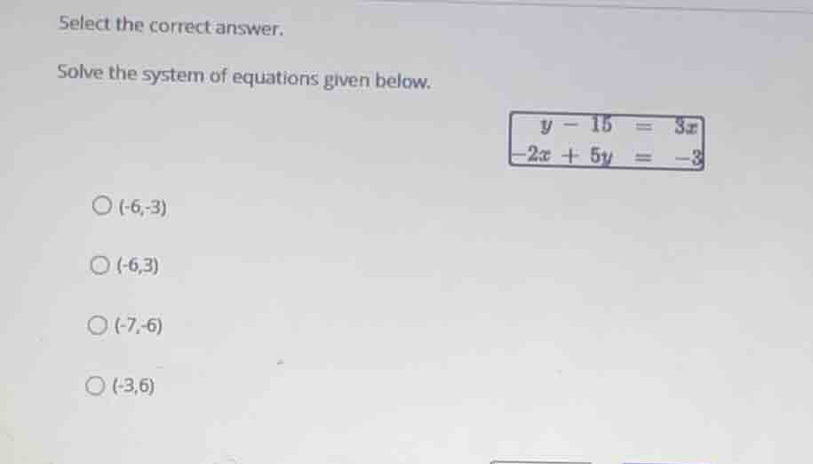 select the correct answer. solve the system of equations given below. \…