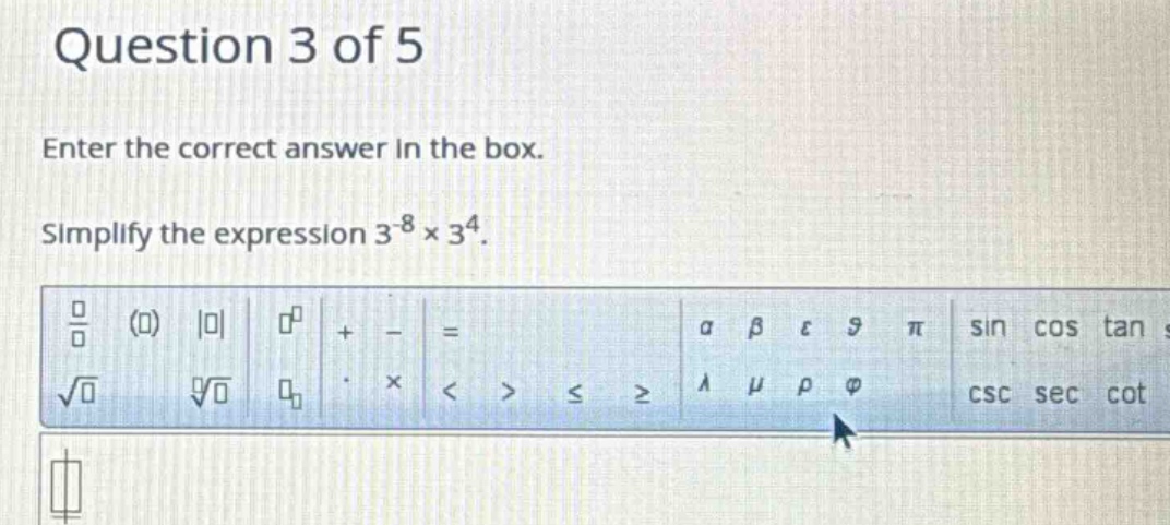 question 3 of 5 enter the correct answer in the box. simplify the expre…