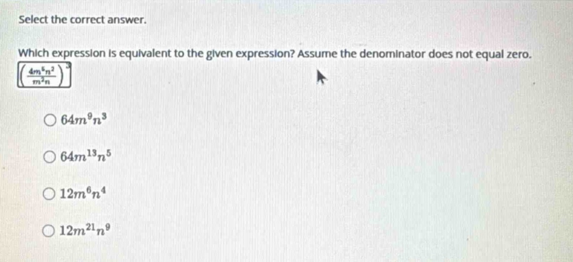 select the correct answer. which expression is equivalent to the given …