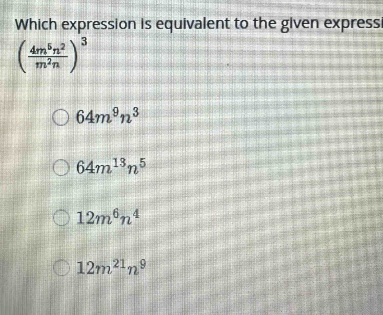 which expression is equivalent to the given expression? \\(\\left(\\fra…