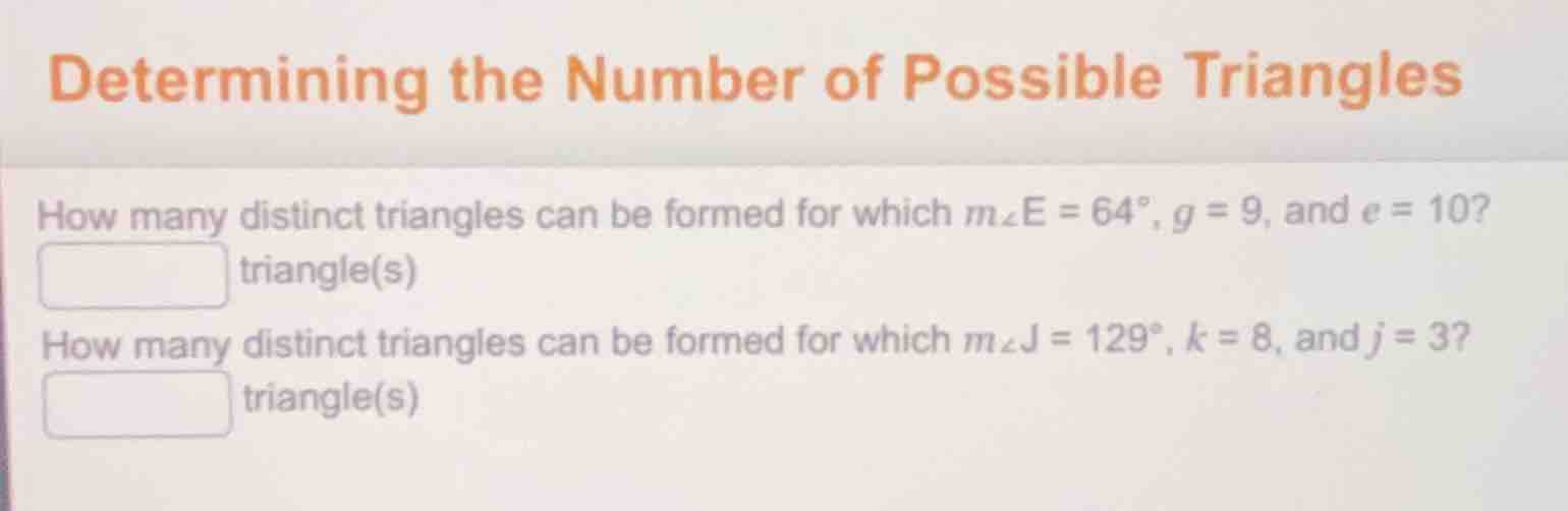 determining the number of possible triangles how many distinct triangle…