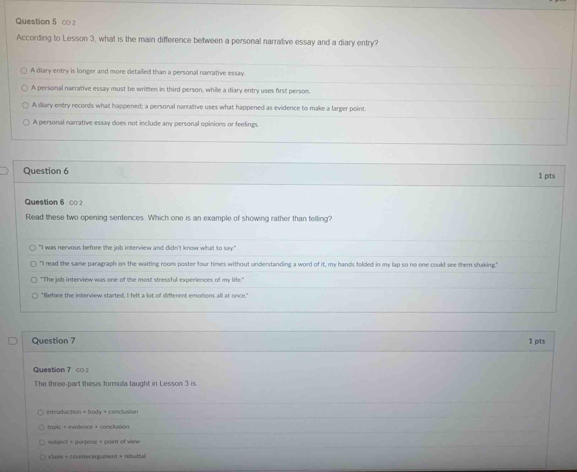 question 5 co 2 according to lesson 3, what is the main difference betw…