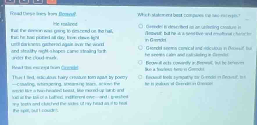 read these lines from beowulf. he realized that the demon was going to …