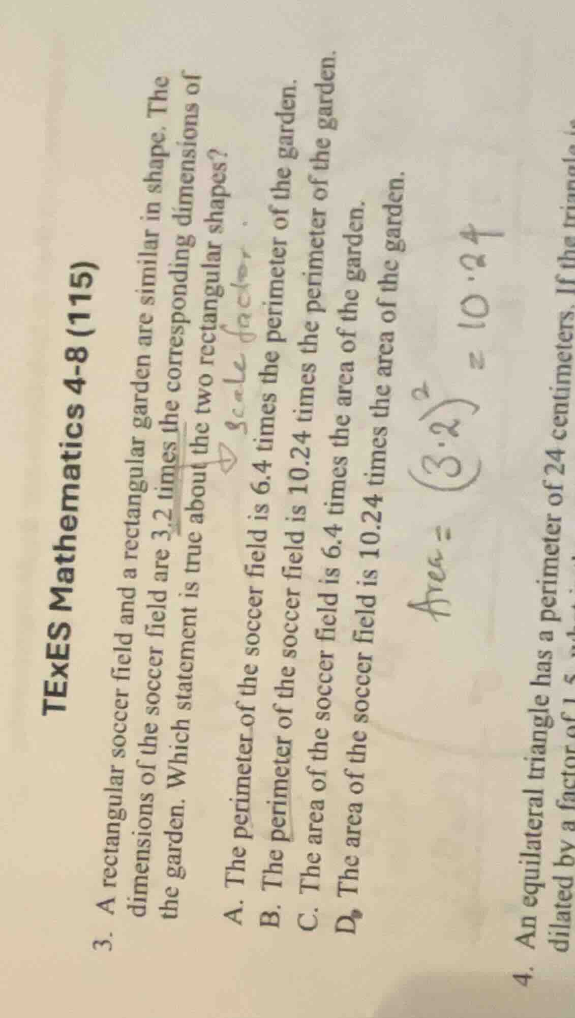 texes mathematics 4-8 (115) 3. a rectangular soccer field and a rectang…