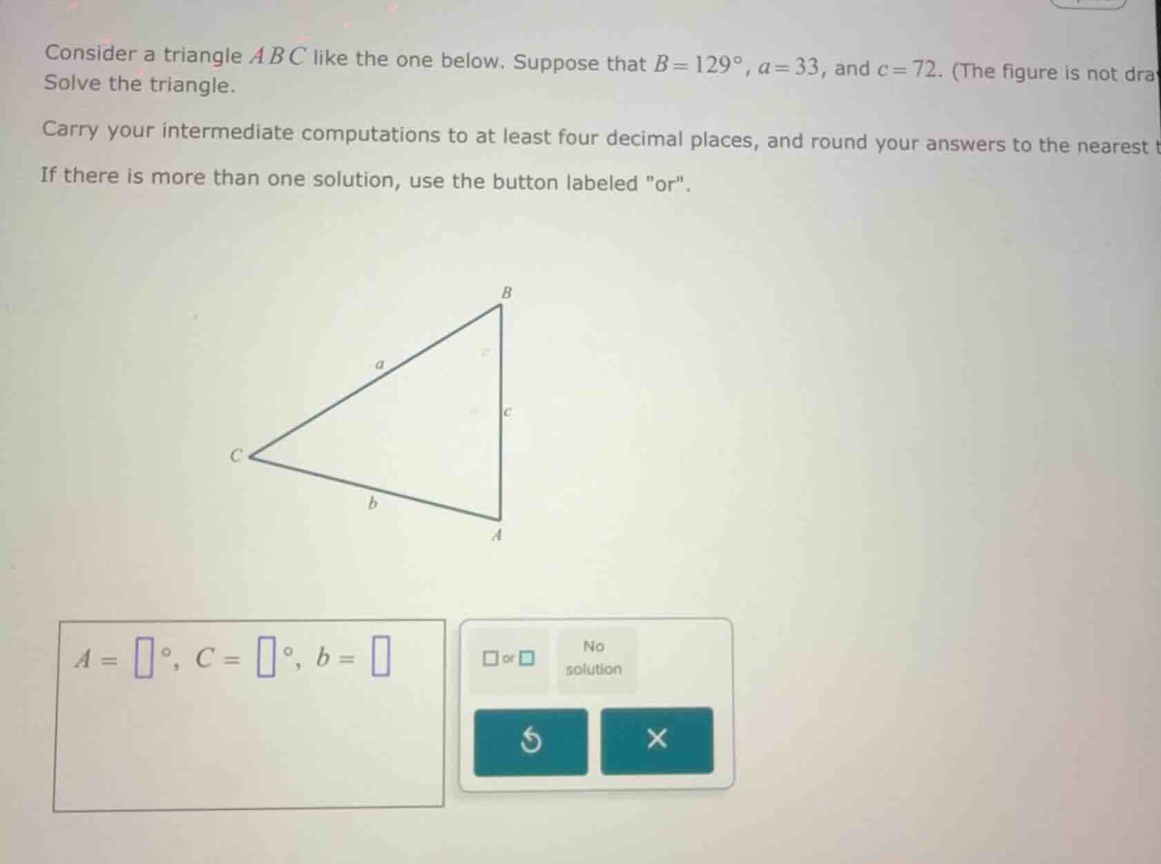 consider a triangle \\(abc\\) like the one below. suppose that \\(b = 1…